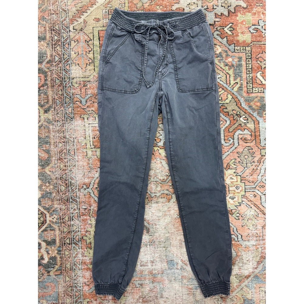 American Eagle Gray Smocked Waist Drawstring Jogger Pants Women Size 6 Regular